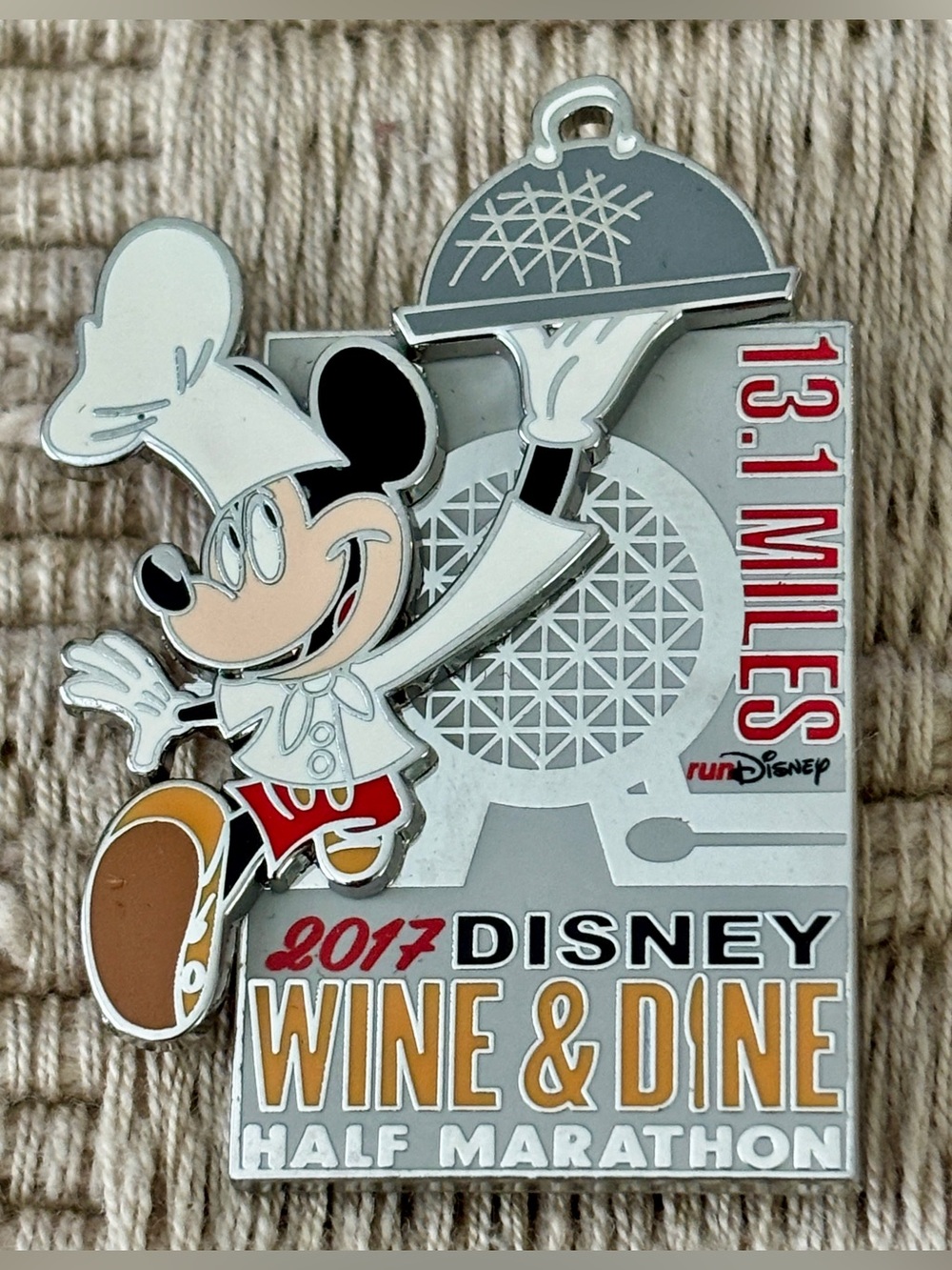 DISNEY 2017 Wine & Dine 1/2 Marathon Mickey Mouse Chef & Spaceship Earth Pin